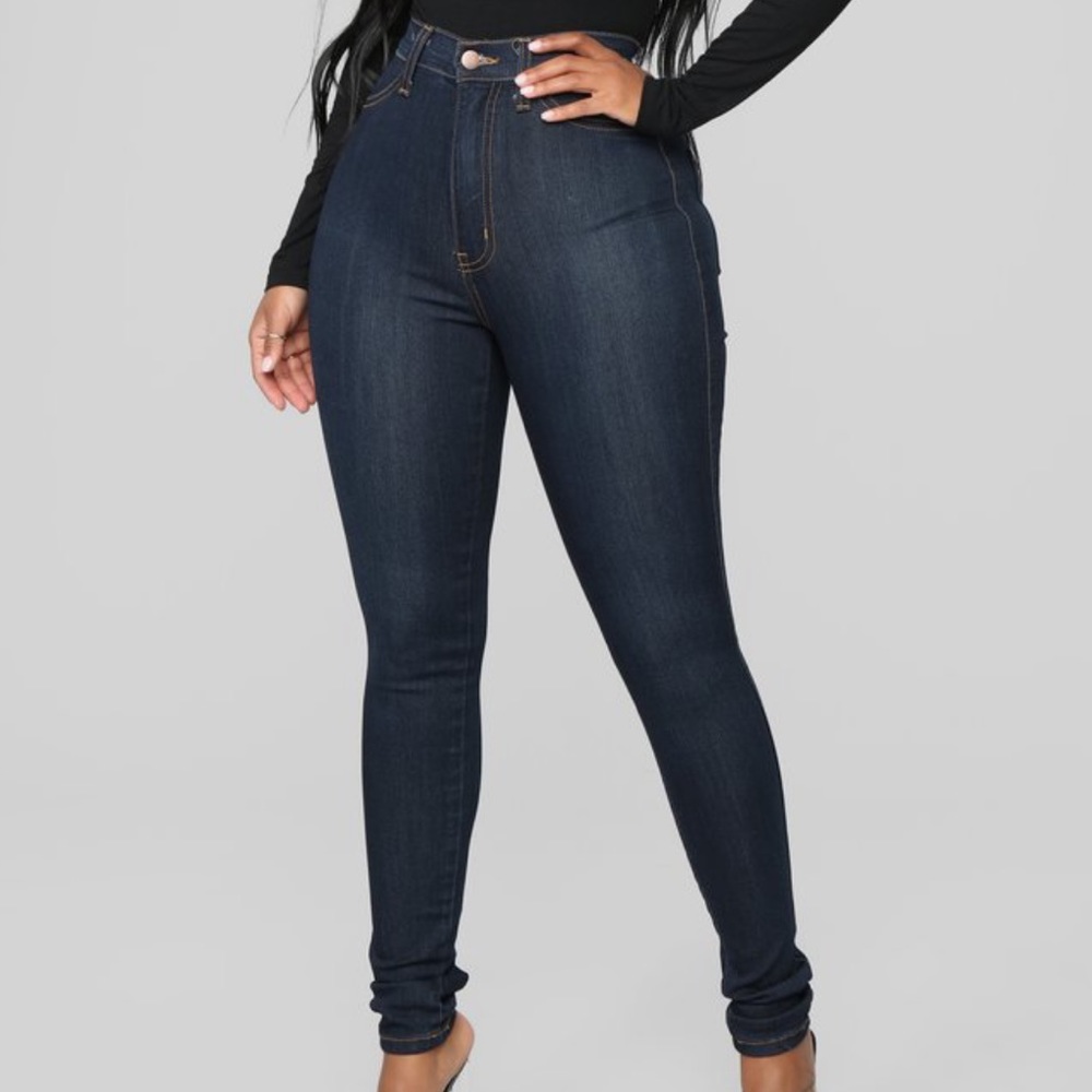 Classic High Waisted Dark Skinny Jeans